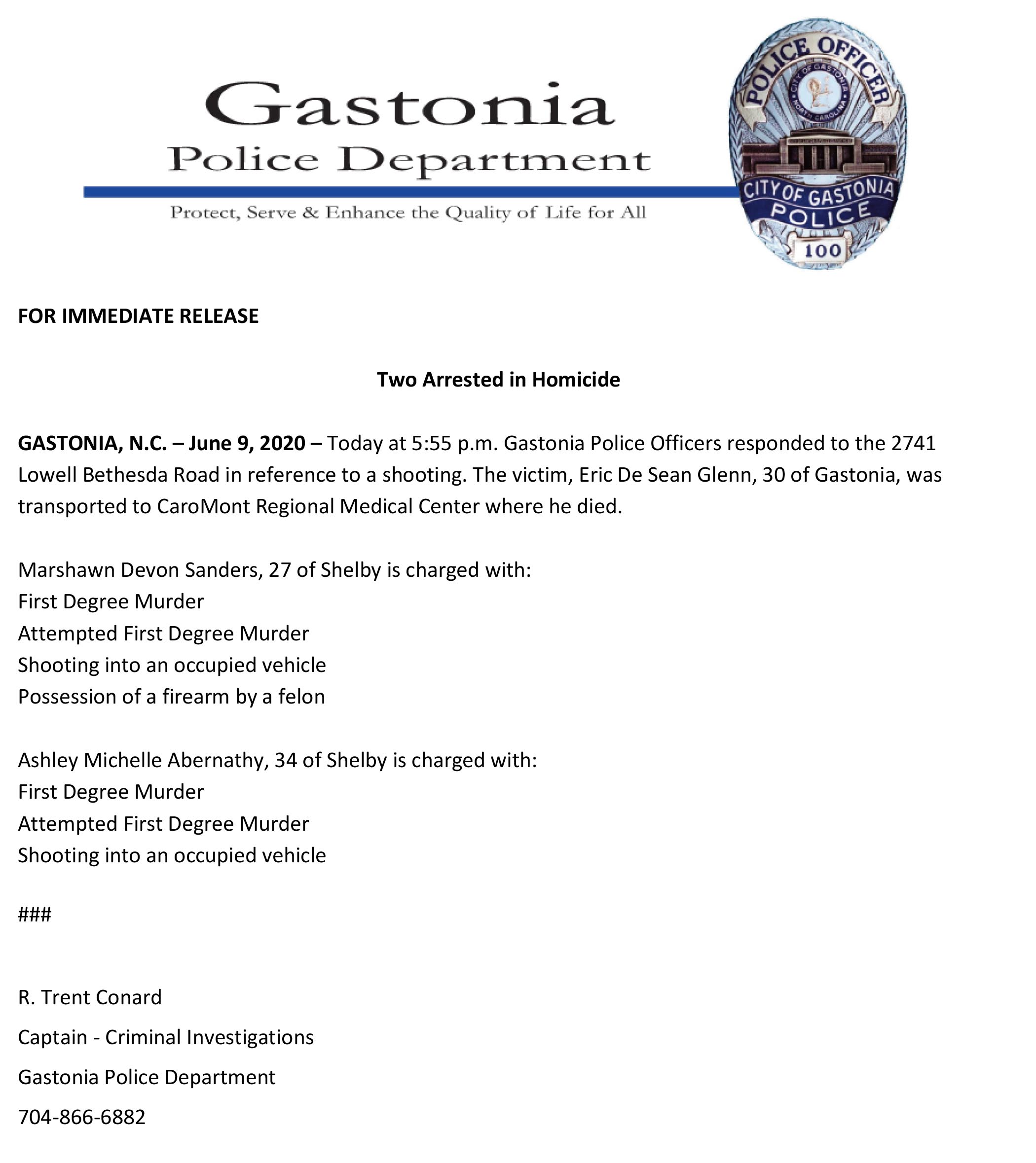 NR 2020 06 09 Two Arrested in Homicide