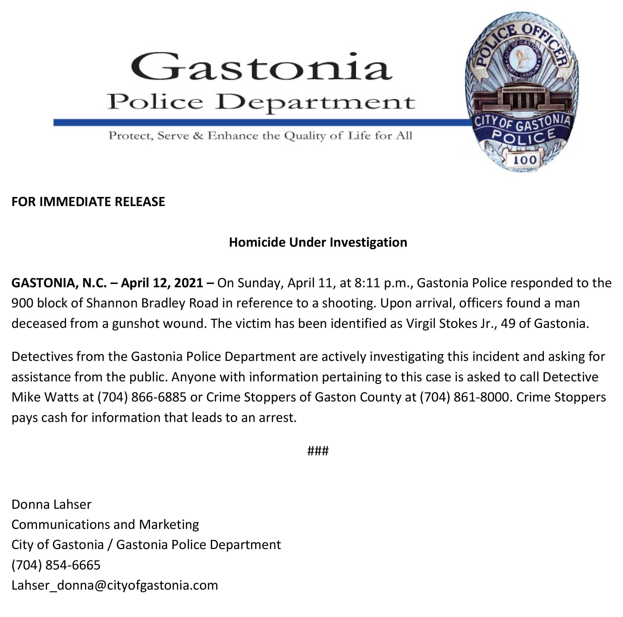 Homicide Under Investigation