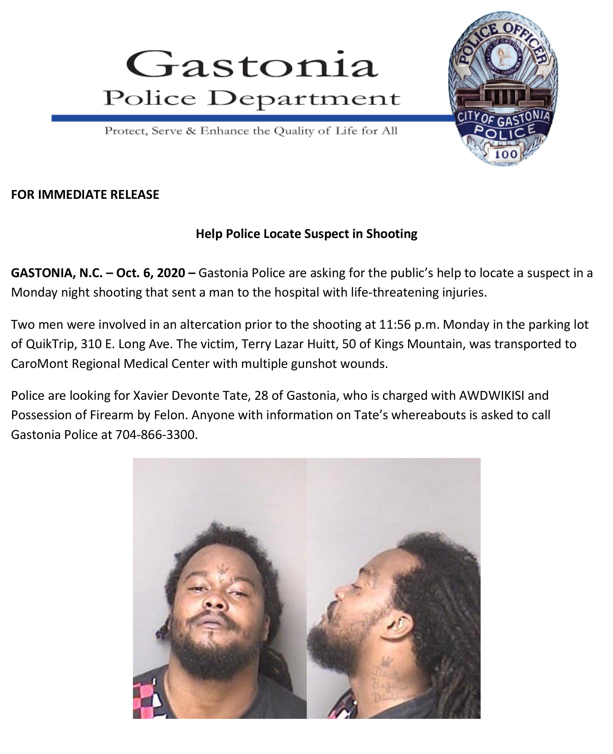 NR 2020 10 06 Help Police Locate Suspect in Shooting